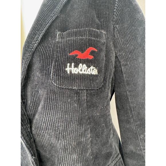 Hollister Blazer Womens Small Blue Corduroy Two Button Logo Lined Jacket - Picture 2 of 12